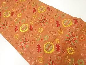 アンティーク 抽象花模様織出し袋帯(材料)